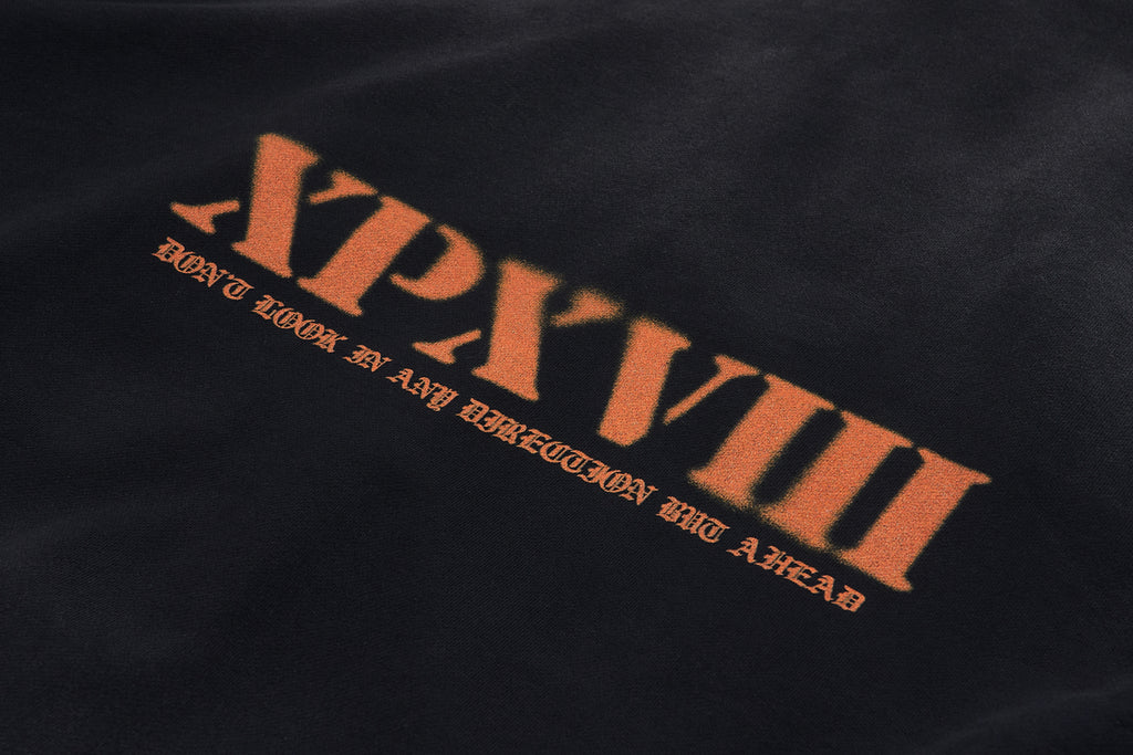 XPX XPXVIII. BLACK ZIP UP HOODIE IN WASH EFFECT