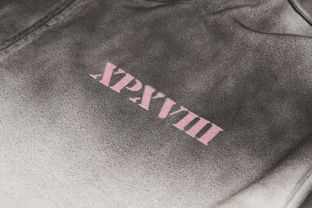 XPX XPXVIII. WHITE & BLACK ZIP UP HOODIE IN WASH EFFECT