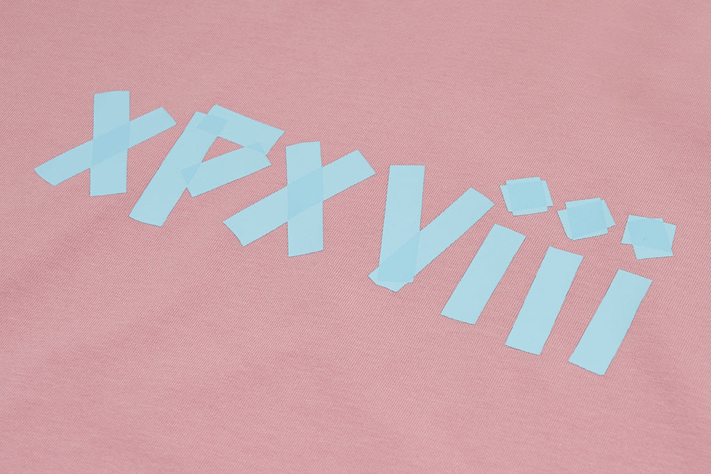 XPX “XPXVIII.” TAPE LOGO CREW NECK TEE IN PINK