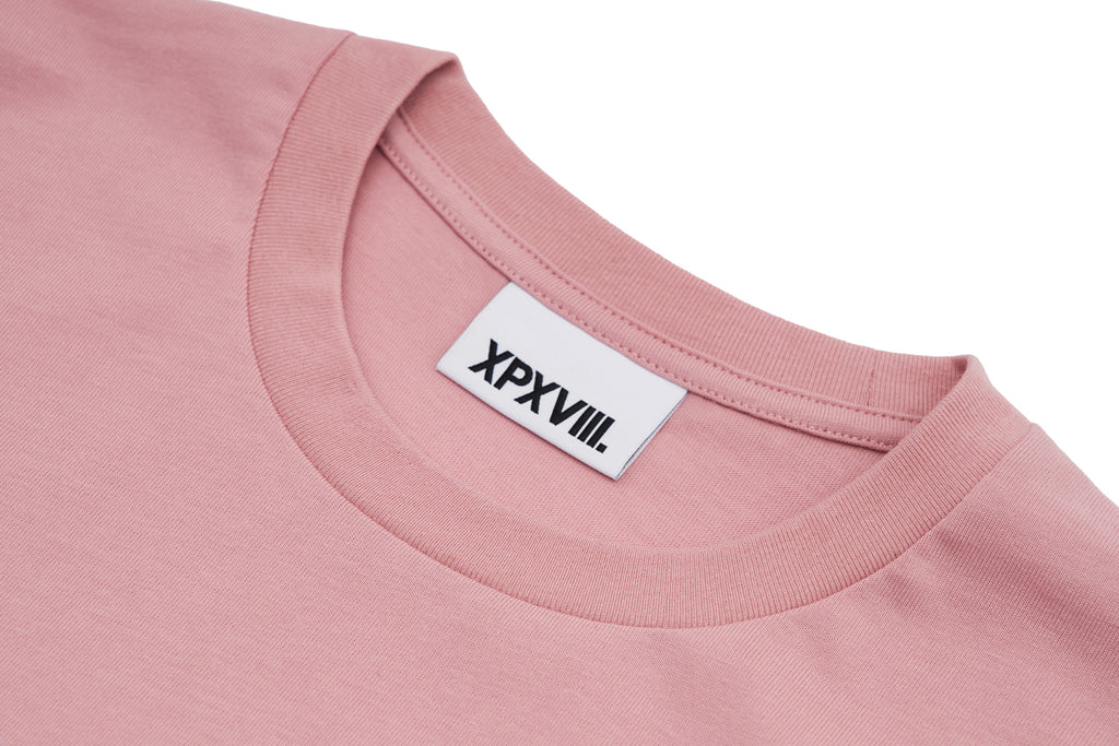 XPX “XPXVIII.” TAPE LOGO CREW NECK TEE IN PINK