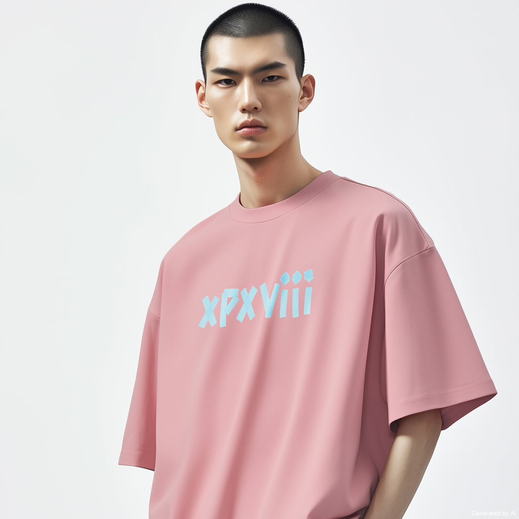 XPX “XPXVIII.” TAPE LOGO CREW NECK TEE IN PINK