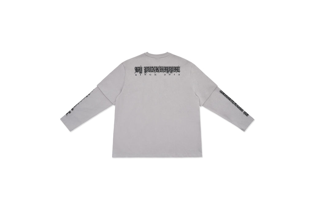 XPX XPXVIII. DOUBLE SLEEVES LONG TEE IN PALE GREY