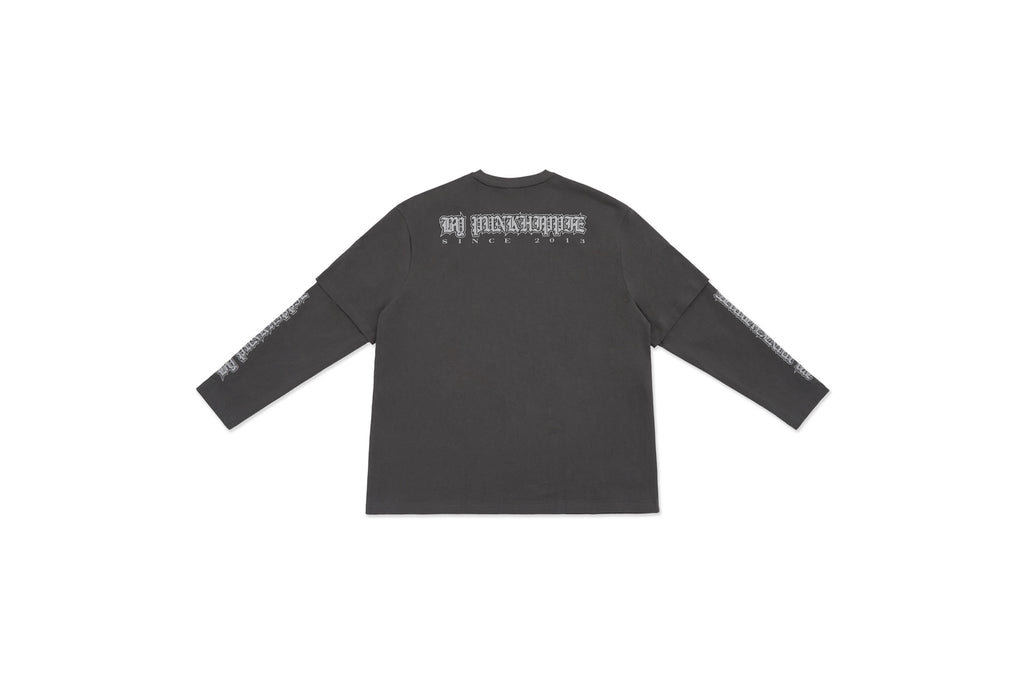 XPX XPXVIII. DOUBLE SLEEVES LONG TEE IN DARK GREY